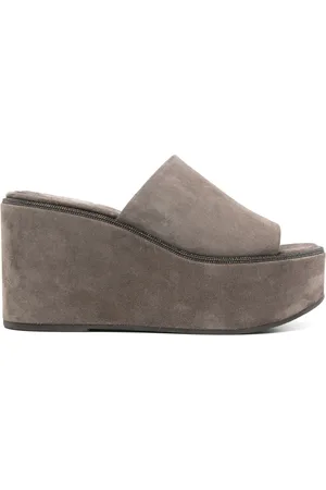 Brunello Cucinelli 95 mm mules i ruskind