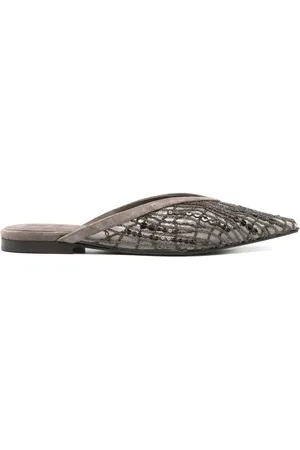 Brunello Cucinelli Flade mules med pailletudsmykning
