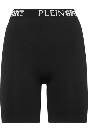 Philipp Plein Finribbede cykelshorts med logobånd i taljen