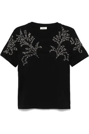 Sandro T-shirt med perleudsmykning