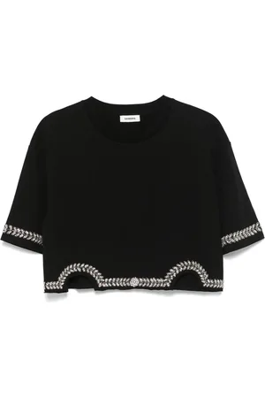 Sandro T-shirt med krystaludsmykning