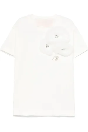 MISS BLUMARINE T-shirt med blomsterapplikation