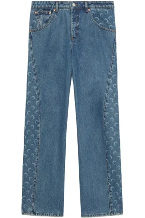Marine Serre Jeans med lige ben og månetryk