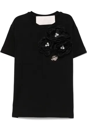 MISS BLUMARINE T-shirt med blomsterapplikation