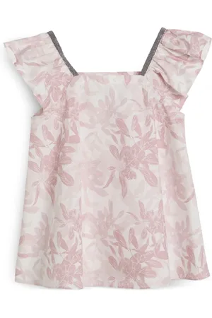Brunello Cucinelli Top i poplin med blomstertryk