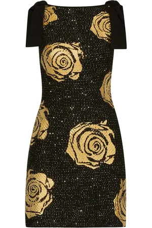 Oscar de la Renta Kort kjole i folie med rose-motiv