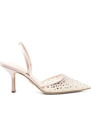 RODO 75 mm slingback-pumps med rhinstenudsmykning