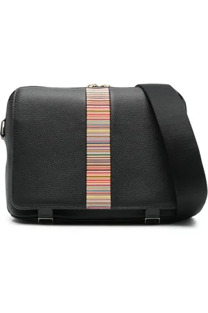 Paul Smith Messenger-taske i læder med signatur-stribet detalje