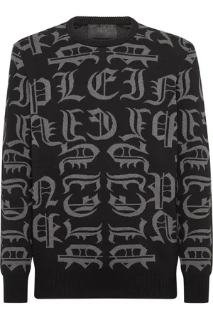 Philipp Plein Intarsiastrikket sweater med logo