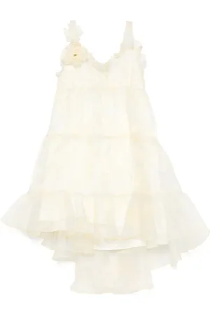 Elisabetta Franchi Kjole i organza med blomsterapplikation