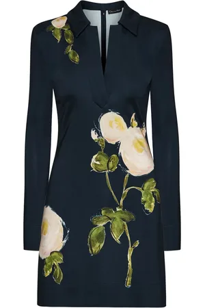 Oscar de la Renta Kort kjole i jersey med rose-tryk