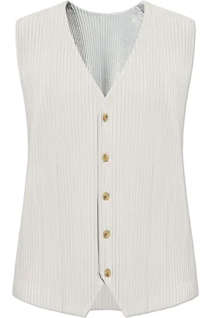 Issey Miyake Plisseret vest med V-hals