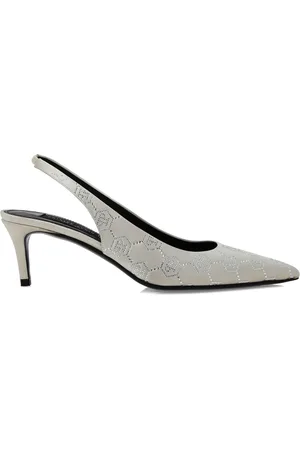 Philipp Plein 55 mm slingback-pumps med rhinsten og monogram