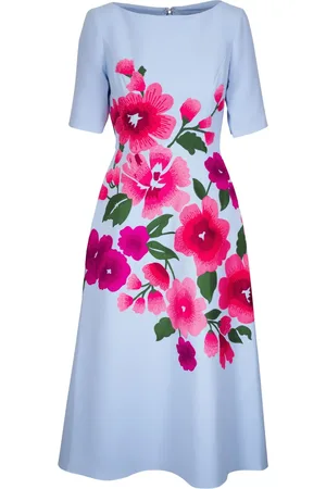Carolina Herrera Mellemlang kjole med blomsterbroderi