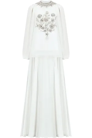 Dina Melwani Broderet kjole i chiffon