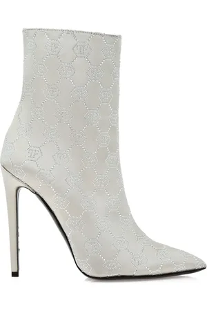 Philipp Plein 120 mm støvler i satin med monogram