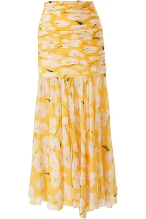 Carolina Herrera Mellemlang nederdel i chiffon med blomstret tryk