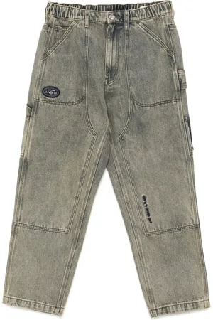 A Bathing Ape Forvaskede jeans med moonface-logo
