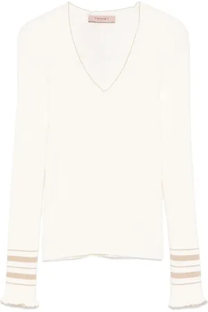 Twin-Set Ribstrikket top i lurex