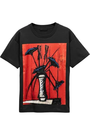 Prada T-shirt i jersey med tryk