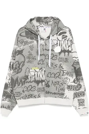 A Bathing Ape Hættetrøje med graffititryk og lynlås