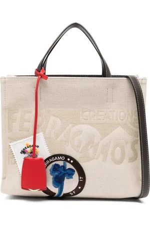 Salvatore Ferragamo Mellemstor tote-taske i lærred