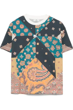 Etro T-shirt med patchwork-tryk