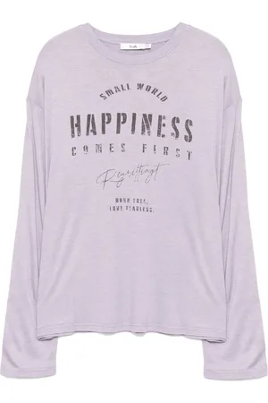 B+AB Langærmet T-shirt med slogantryk