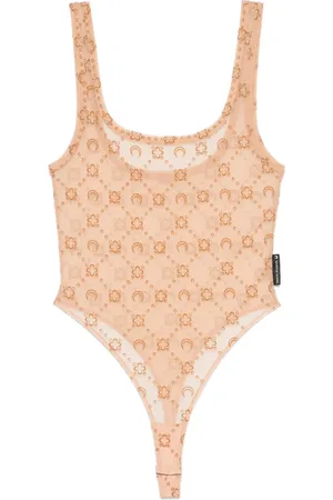 Marine Serre Bodysuit i mesh med flock-tekstur