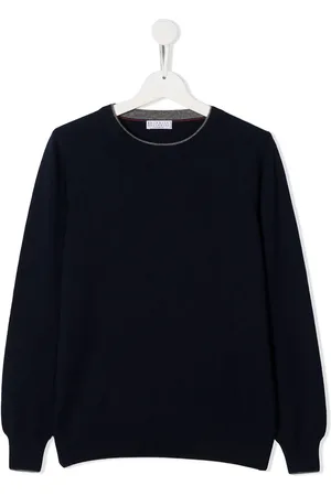 Brunello Cucinelli Sweater med kontrastkant og rund hals