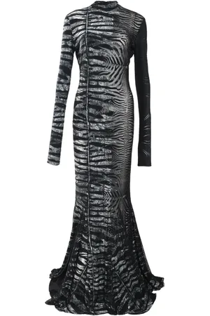 Roberto Cavalli Lang kjole med zebra-tryk