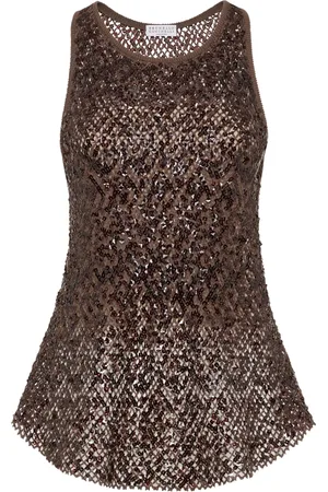 Brunello Cucinelli Top med pailletudsmykning