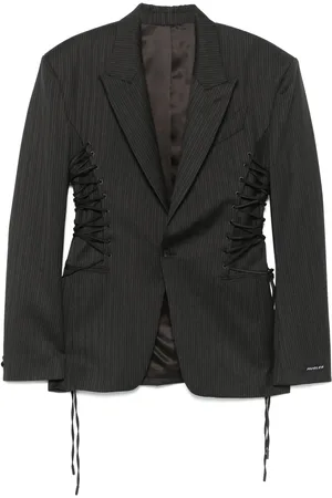 MUGLER Nålestribet blazer med snøre