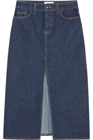 16Arlington Mellemlang denimnederdel med slids foran