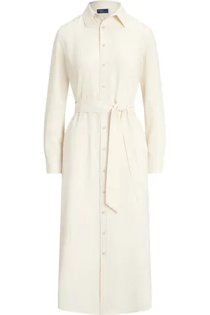 Ralph Lauren Mellemlang skjortekjole i satin