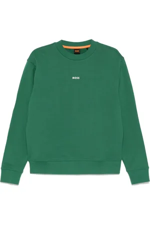 HUGO BOSS Sweatshirt i bomuld med kontrastlogo