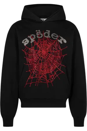 Sp5der OG Web V2 "Black" hættetrøje med rhinsten
