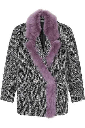VERSACE Chevron-peacoat med lammeskindskant