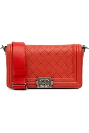 CHANEL Pre-owned Chanel Medium Lambskin Boy Galuchat Strap Flap crossbody-taske fra 2012