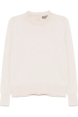 N.PEAL Vævet sweater med flæser