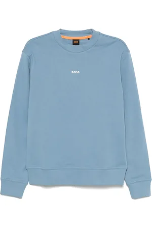 HUGO BOSS Sweatshirt i bomuld med kontrastlogo