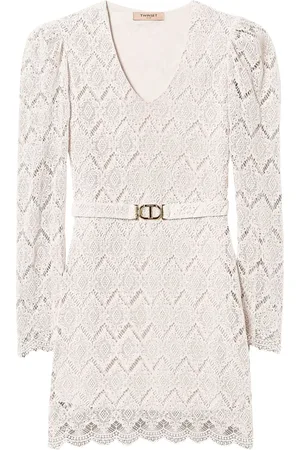 Twin-Set Kort kjole med macramé blonder