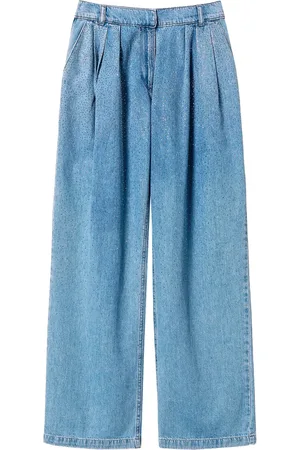Twin-Set Jeans med brede ben og plisseret detalje