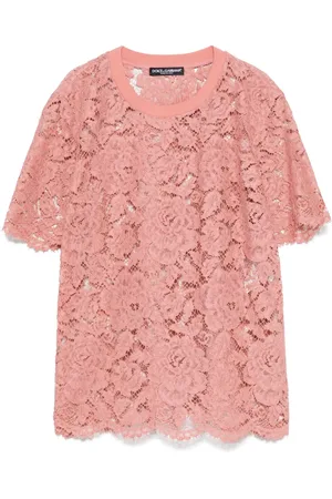 Dolce & Gabbana Cropped T-shirt med blondedetalje