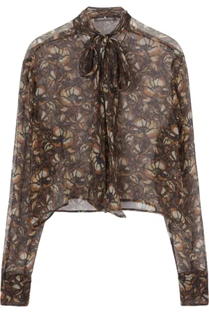ERMANNO SCERVINO Macramé silkeskjorte med blondetryk