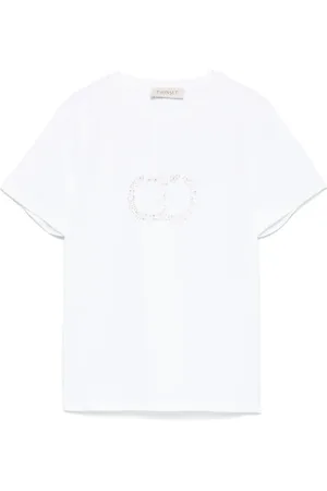 Twin-Set Oval T-shirt med rhinsten