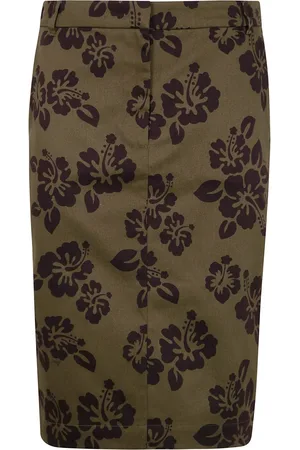Aspesi Mellemlang nederdel med Hibiscus-print
