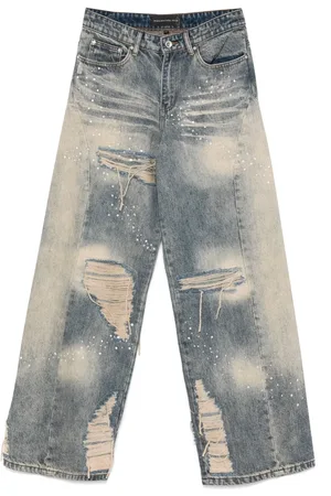 Who Decides War Jeans med falmet effekt og sten