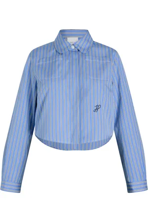 Patou Cropped poplin-skjorte med tryk