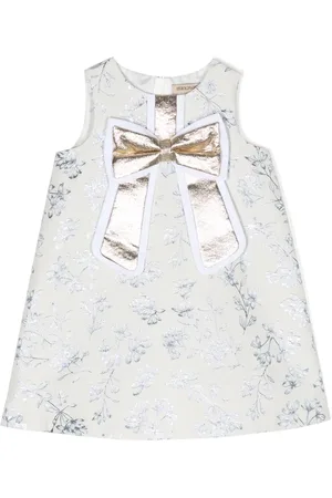 HUCKLEBONES LONDON Midi kjole i mønstret jacquard med sløjfedetalje